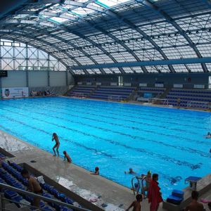 Bazinul Olimpic „Ioan Alexandrescu” din Oradea, vedere din tribună asupra bazinului acoperit